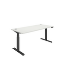 Front view of TC Core Dual Motor Sit-Stand Desk in Arctic White with black accents, showcasing the sleek modern design.