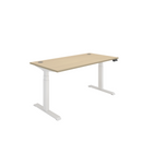 Front view of TC Core Dual Motor Sit Stand Desk in Canadian Oak finish, showing adjustable height and spacious work surface.