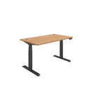 Front view of TC Core Dual Motor Sit Stand Desk in Norwegian Beech finish, showcasing sleek design and adjustable height features.