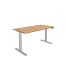 TC Core Dual Motor Sit Stand Desk in Norwegian Beech wood finish, showing the front view with adjustable height and modern design.