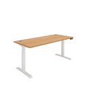 Core Dual Motor Sit Stand Desk in Norwegian Beech by TC, front view showing smooth adjustable height and modern wooden finish.