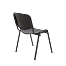 TC Canteen Chair in black with a sturdy backrest and metal legs, designed for durable seating in commercial or industrial settings.
