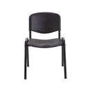 Black TC Canteen Chair with metal frame and cushioned seat, shown from the front angle.