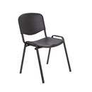 TC Canteen Chair in black with a sturdy metal frame and cushioned seat, front view showing modern design and comfortable seating.