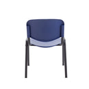 Back view of TC Canteen Chair with black metal frame and wooden seat, showcasing sturdy construction and classic design.