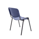 Black TC Canteen Chair with sturdy backrest, shown from the rear view. Durable metal frame and simple design.