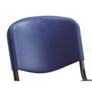 Blue TC Canteen Chair with metal frame and fabric seat, close-up detail image.