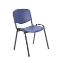 Front view of the TC Canteen Chair with black metal frame and wooden seat, showcasing its sturdy design and simple style.