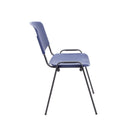 Side view of the TC Canteen Chair in black, showing its sturdy metal frame and simple design perfect for casual seating.