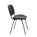 Black PU club chair with a black frame from TC, shown from a side angle. Modern, sleek seating furniture for living spaces.