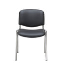 Front view of TC PU club chair with chrome frame, showcasing its stylish design and comfortable seating.