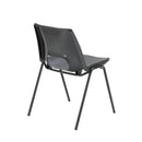 Black polypropylene chair with metal legs from TC's Economy Polypropylene Chair collection, shown from the back.