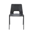 TC Economy Polypropylene Chair with a sleek black seat and backrest, lightweight and durable for versatile indoor or outdoor use.