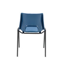 Black economy polypropylene chair by TC, shown from the back, featuring a sturdy plastic seat and metal legs for versatile seating.