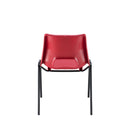 Black economy polypropylene chair by TC with a curved backrest and sturdy plastic construction.