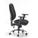 Side view of TC ID ergonomic office chair with black mesh back, adjustable armrests, and cushioned seat for comfortable workspace support.