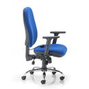 Side view of TC ID Ergonomic Office Chair with adjustable armrests and lumbar support, featuring a sleek black design.