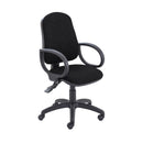 Black Calypso 2 Deluxe Operator Chair by TC, front view showing ergonomic design and adjustable features.