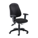 TC Calypso 2 Deluxe Operator Chair in black with adjustable armrests and ergonomic design, front view.