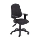 Front view of the TC Calypso 2 Deluxe Operator Chair with adjustable armrests and ergonomic design.