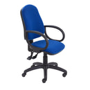 TC Calypso 2 Deluxe Operator Chair with ergonomic design, adjustable armrests, and padded seat, shown from front angle.