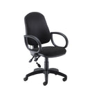 TC Calypso Ergo 2 Lever Office Chair with Lumbar Pump, black with adjustable armrests and ergonomic design, front view.