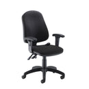 TC Calypso Ergo 2 lever office chair with lumbar pump, black, adjustable armrests, and ergonomic design, front view.