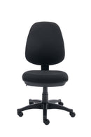 TC Versi 2 lever operator chair with black fabric upholstery and ergonomic design, shown from the front view.