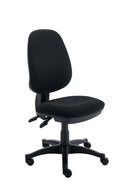 Front view of the TC Versi 2 Lever Operator Chair in black with adjustable armrests and ergonomic design.