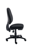 Side view of TC Versi 2 Lever Operator Chair with black upholstery and adjustable armrests, designed for ergonomic office seating.
