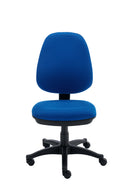 Front view of the TC Versi 2 Lever Operator Chair with red upholstery and adjustable armrests.