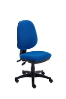 Front view of the TC Versi 2 Lever Operator Chair with red fabric upholstery and adjustable armrests.