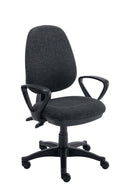 Front view of the TC Versi 2 Lever Operator Chair, featuring adjustable levers and ergonomic design for office comfort.