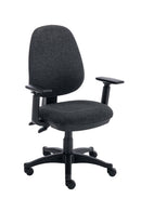 Front view of TC Versi 2 Lever Operator Chair with adjustable armrests and ergonomic design.