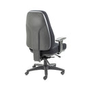Back view of TC Panther Executive Fabric Office Chair in black with padded armrests and ergonomic design.