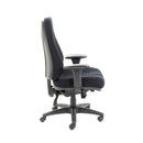 Black Panther Executive Fabric Office Chair by TC, side view showing ergonomic design and padded armrests.