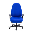 Front view of TC Panther Executive Fabric Office Chair with high back and armrests, in black upholstery.