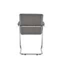 Gray Pavia Visitor Chair by TC with a curved backrest and wooden legs, shown from the rear view.