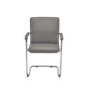 Gray Pavia Visitor Chair by TC with a cushioned seat and backrest, metal legs, and modern design, shown from the front.