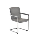 TC Pavia visitor chair with gray fabric upholstery, sleek metal legs, and a modern design suitable for office or reception areas.