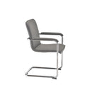 Side view of the TC Pavia Visitor Chair with gray upholstery and sleek metal legs, designed for office or waiting areas.