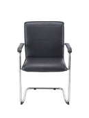 TC Pavia Visitor Chair in black with metal legs, angled view showing cushioned seat and modern design.