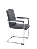 TC Pavia Visitor Chair with black upholstered seat and sleek metal frame, shown from an angled view.