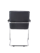 TC Pavia Visitor Chair with black fabric upholstery and wooden legs, shown at an angle.
