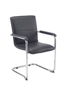 TC Pavia Visitor Chair with black cushioned seat and sleek metal frame, ideal for office or reception areas.
