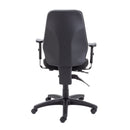 Black TC Call Centre Chair with ergonomic back support and adjustable height, shown from the rear angle.
