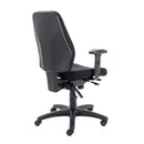 Black TC Call Centre Chair with ergonomic backrest and adjustable height, designed for comfortable office seating.