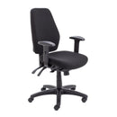 Black TC Call Centre Chair with ergonomic design, adjustable armrests, and swivel base, shown from the front.