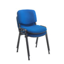 Stacked TC Office Club Meeting Chairs in red fabric with metal legs, designed for conference or office use.