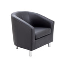Modern Tub PU armchair with metal feet, black upholstery, and sleek design, perfect for contemporary living spaces.